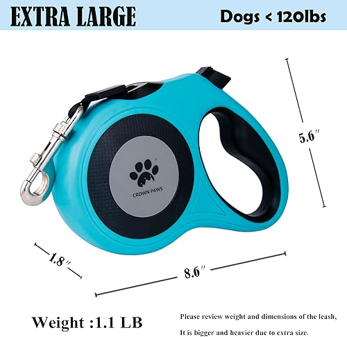 Miniatura 3 de Correa retráctil de 16 pies para perros extra grandes de hasta 130 libras, cinta de nailon sin enredos, azul Dan24 XL