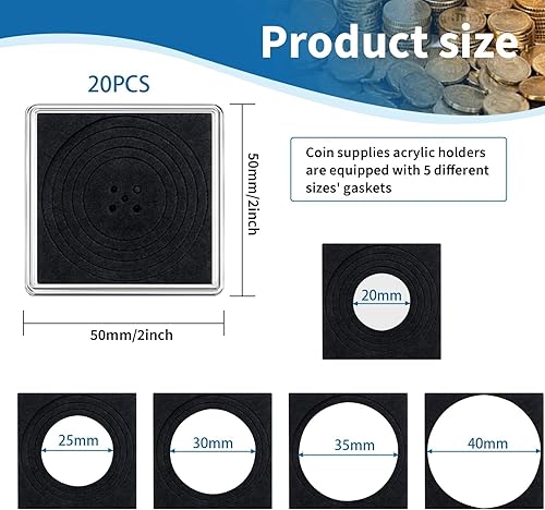 Miniatura 2 de 20 fundas ajustables de acrílico para colección de monedas con esponjas, soporte para monedas, fundas de protección de dólares plateados para