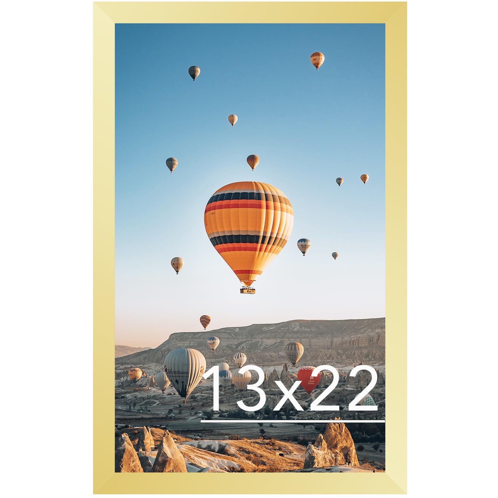 JCJMY 13x22 Picture Frame Gold for Poster Photo Picture, Horizontal and Vertical Formats for Wall Hanging, 13 x 22 Wall Gallery Poster Photo Frame for 13 by 22 Photos Posters, Gold