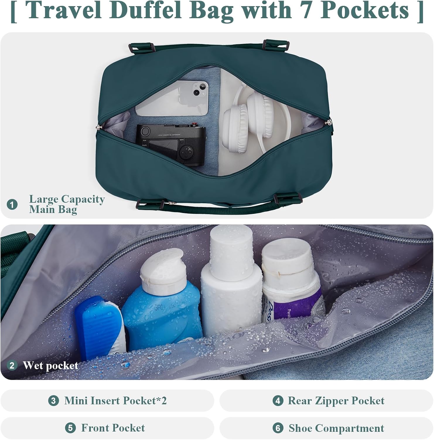 Travel Duffel Bag with Shoes Compartment, Overnight Weekender Bags for Women,Carry on Personal Item Bag,Extra Large - Image 7