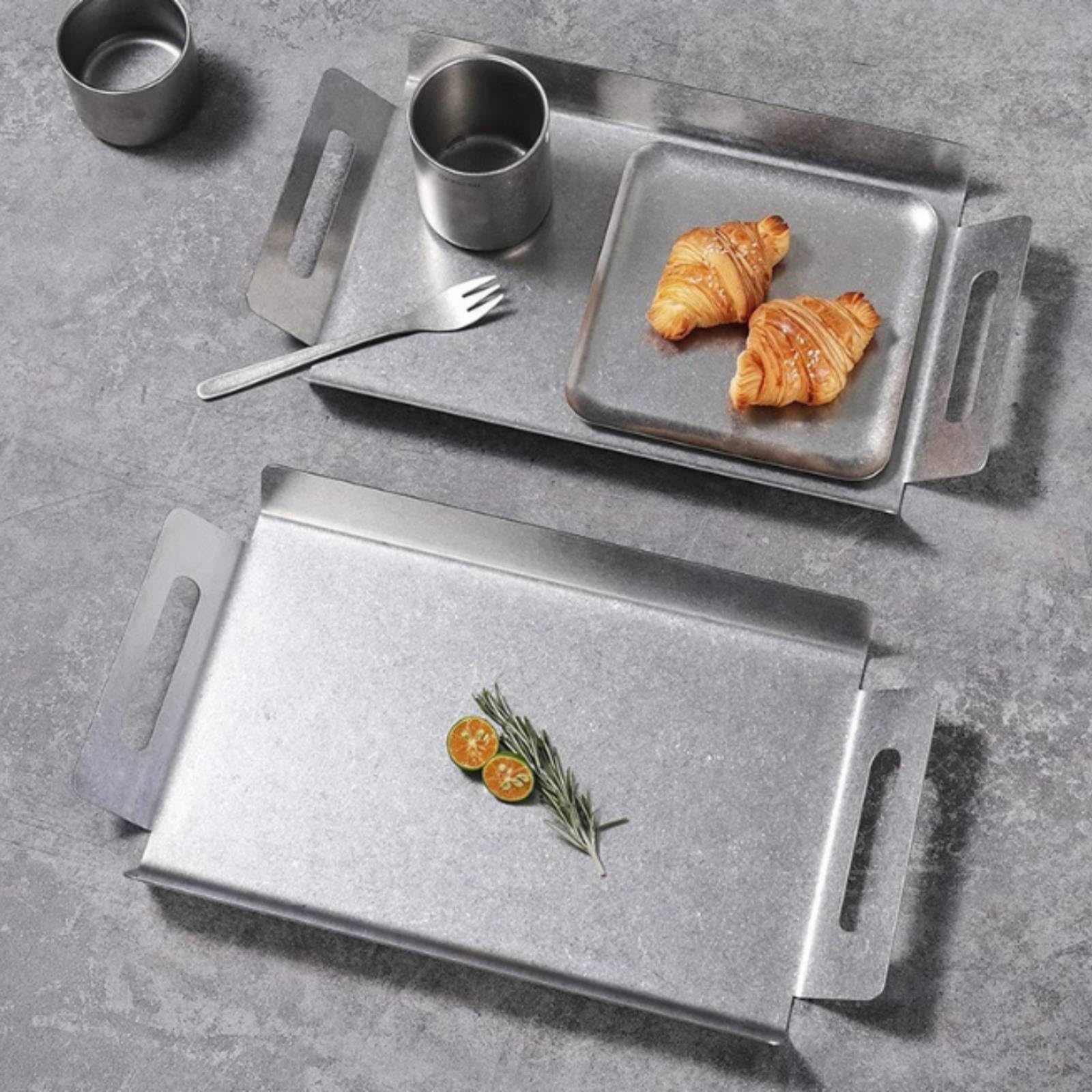 Banja Acero Inoxidable Metálica Banja Servicio Industrial Vajilla para Restaurantes, Camareros, Café, Comedor, Mediano 43.3cm X 24.0cm