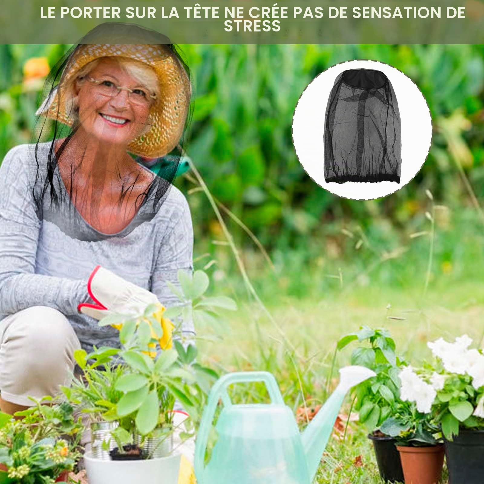 GWAWG 4 PCS Mosquito Head Net Nylon Moustiquaire Amovible Chapeaux de Fine Mesh Insect Netting pour Le Voyage la Randonnée Camping l'escalade,Noir et Vert