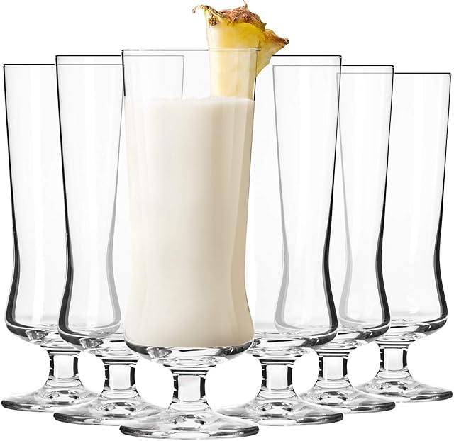 Krosno Pina Colada Cocktail Drinking Glasses | Set of 6 | 300 ML | Gift Box | Perfect for Home, Bar and Kitchen Set | Dishwasher Safe