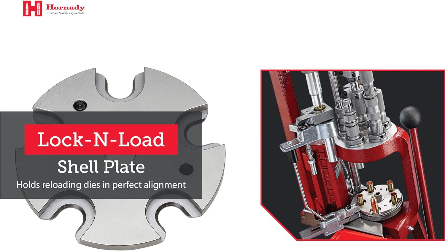 Hornady Lock N Load Shell Plate, #57, 392657 - for Reliable Caliber Changes on Your Lock-N-Load Press - Each Plate Works with Multiple Calibers - Easy Case Insertion