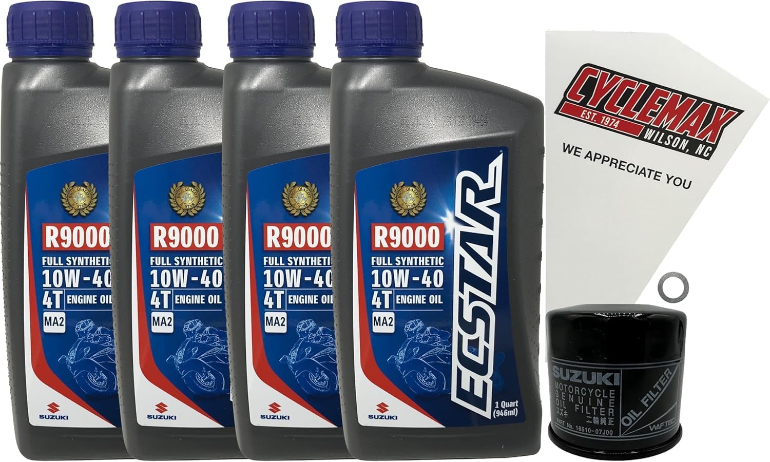 CYCLEMAX Full-Synthetic Ecstar R9000 Oil Change Kit Compatible with 2005-2022 Suzuki Boulevard C50