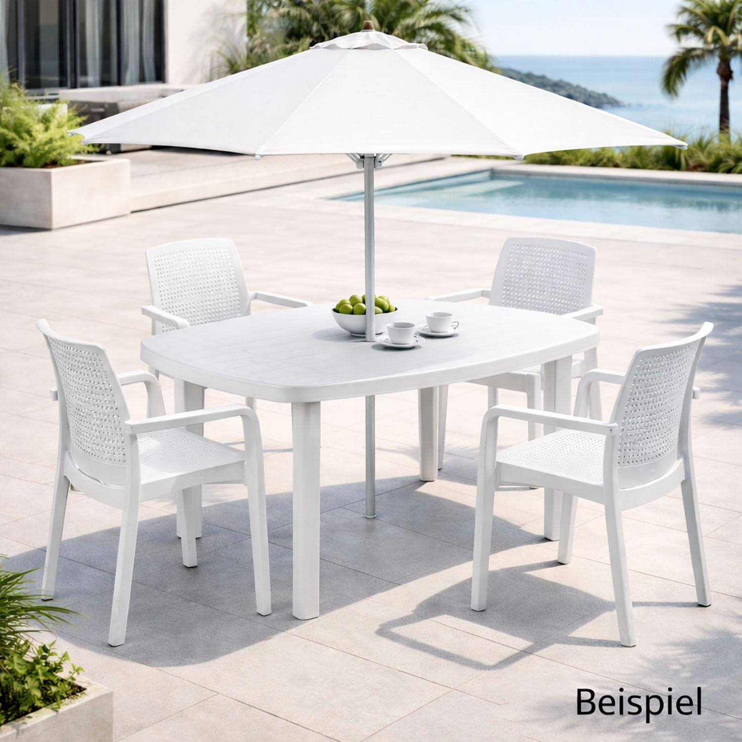 Mojawo Gartentisch Kunststoff 140x90cm Weiß rechteckig Balkontisch Gartentisch Terrassentisch Bistrotisch