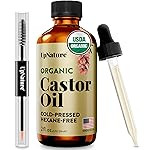 UpNature Organic Castor Oil Lash Serum for Eyelashes and Eyebrows Growth - 100% Pure Cold Pressed Hexane-Free (2oz Glass Bottle)