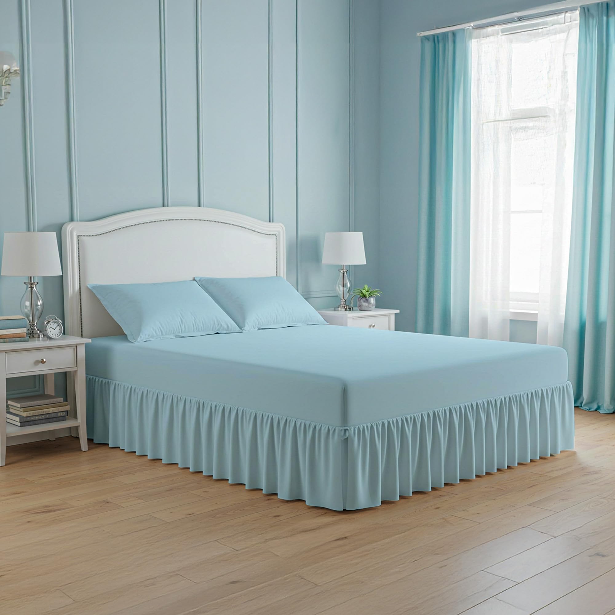 100% Egyptian Cotton Double Size Valance Sheet - Deep Fitted Sheet Double - 400 Thread Count Bed Sheet