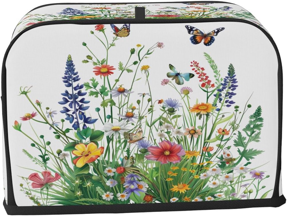 2 Slice Flowers Grass Toaster Cover Bread Maker Cover For Kitchen image 2