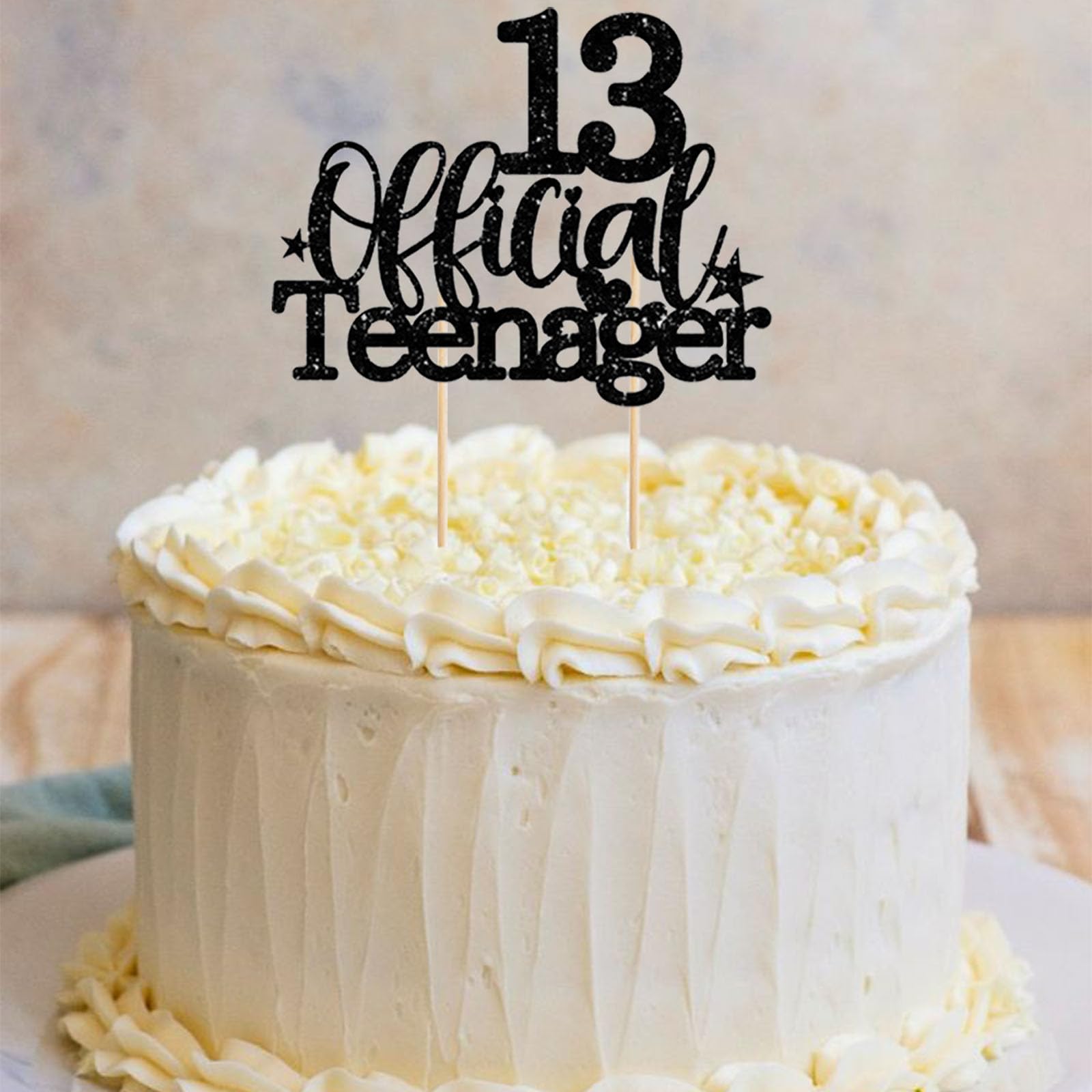 Decorazione per torta per 13° compleanno, decorazione per torta Happy 13° compleanno, decorazione per 13° compleanno, ragazza, colore nero, decorazione per torta per ragazze e ragazze Hello 13 glitter