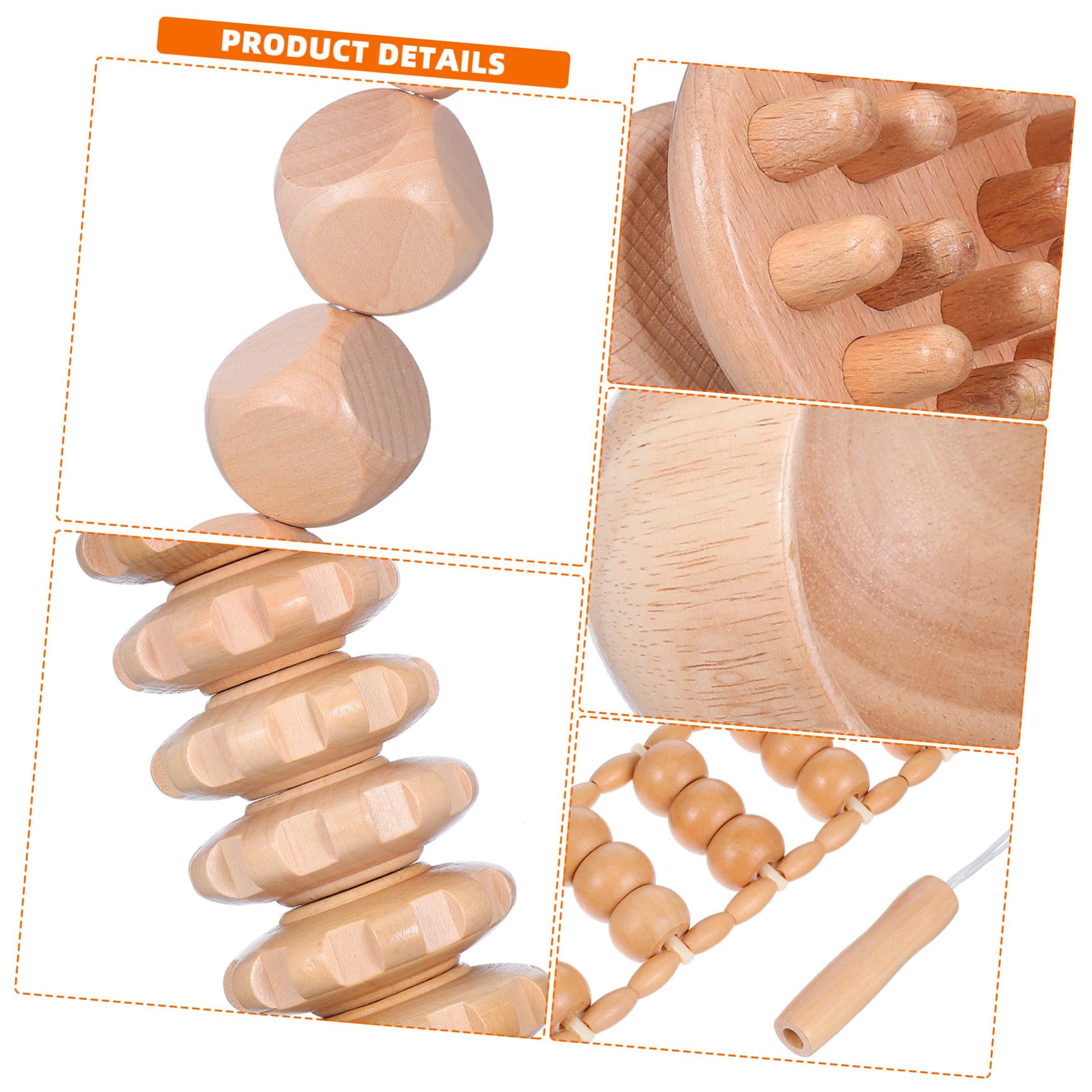 Kit de Masajes Relajantes de Madera, 6 Piezas, Rodillo Masajeador Anticelulitis y Copas de Masaje para Aliviar Fatiga y Promover la Circulación