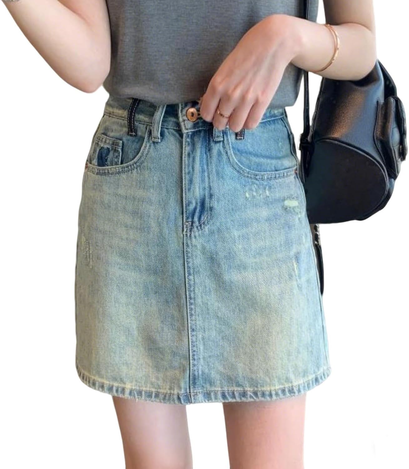 WAAC グリーンブルードット フレアスカート ウエスト配色ライン入り