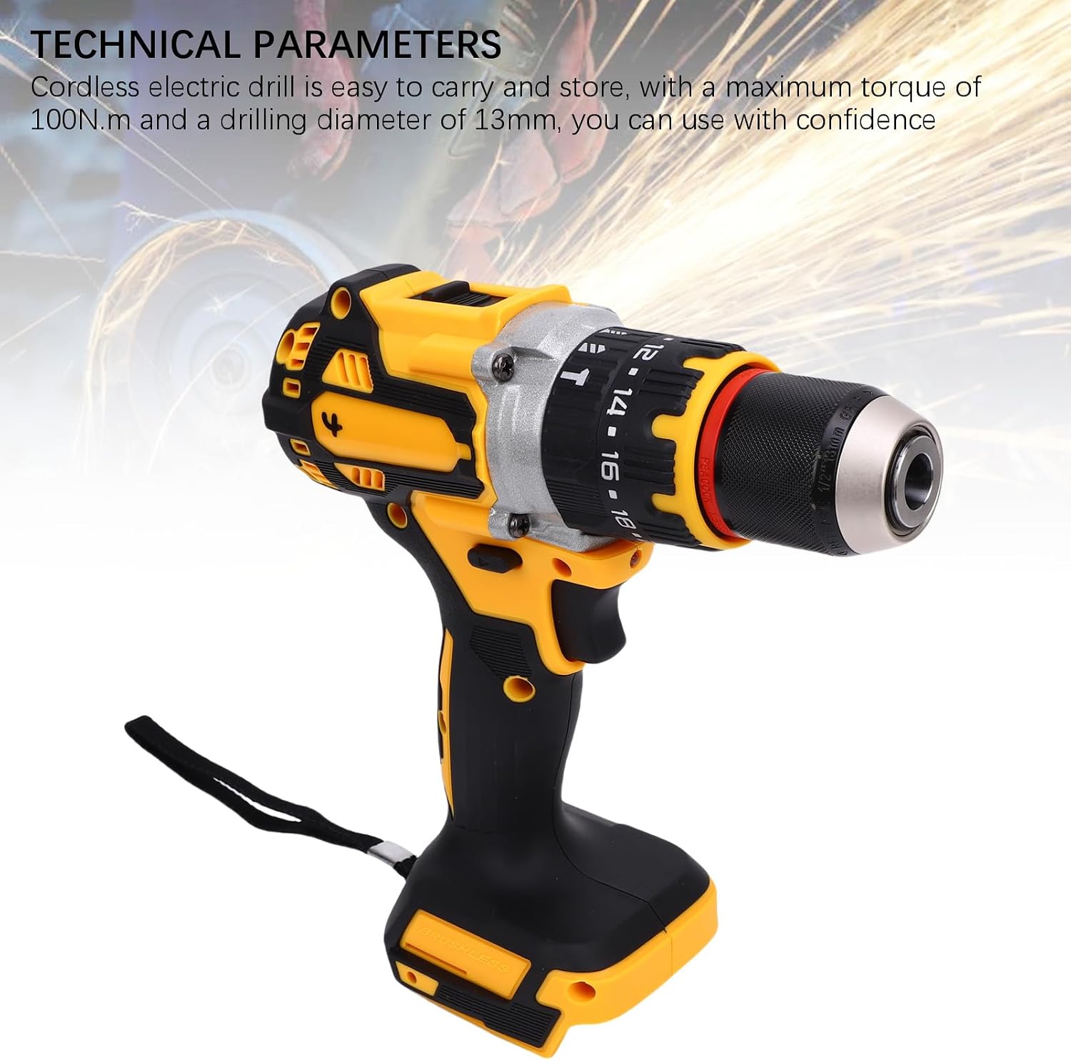 Diydeg Power Drill, 5025 Brushless Motor Impact Hand Drill 100N.m 2000rpm Cordless Drill Driver for House Repair Handyman, Battery Powered Electric Screwdriver for DIY Maintenance