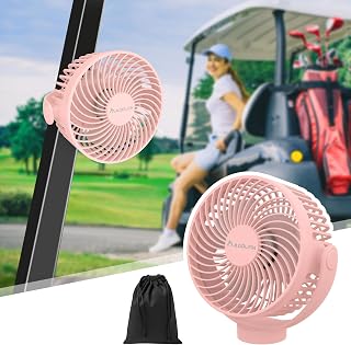 Magnetic Golf Cart Fan Rechargeable, 12000mAH Battery Operated Portable Fan with 3 Speeds, LED Lantern, Magnetic Base, Compatible with EZGO Club Car Yamaha, Golf Cart & Cruise Ship Accessories - Pink