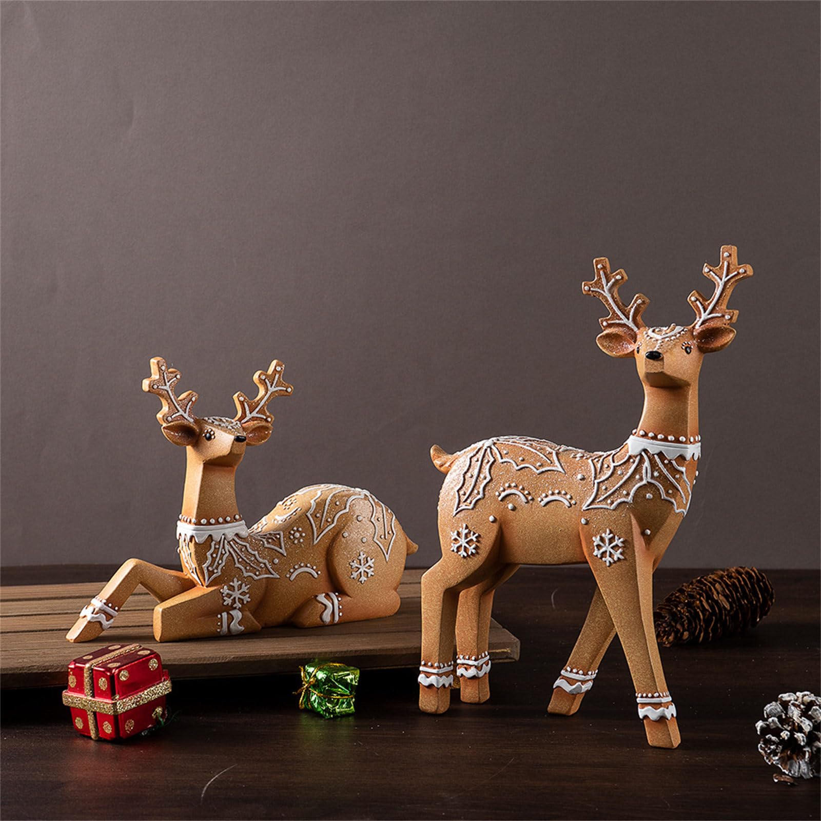 Scultura di renna fatta a mano a tema natalizio decorazione di cervo per caminetti mensola desktop display casa o ufficio resina renna decorazioni natalizie