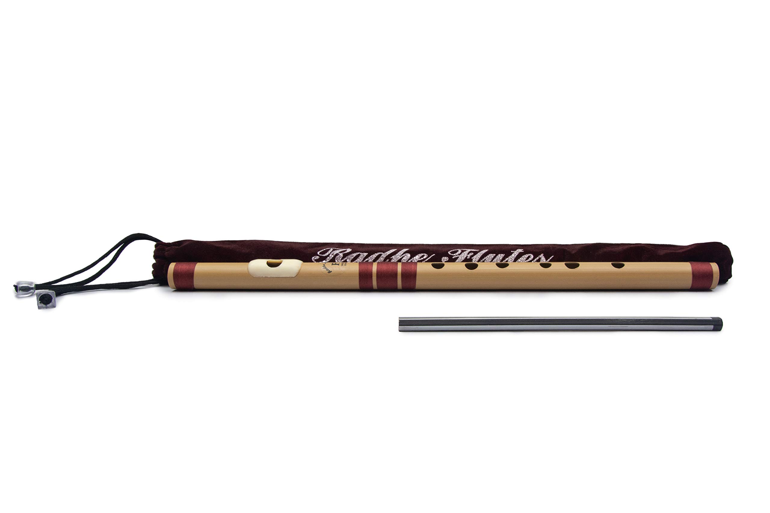 PVC Fiber F Natural Bansuri Middle Octave Left Handed With Velvet Cover