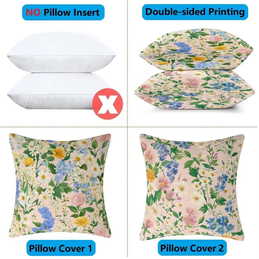 Federe Cuscini Divano 60x60 cm Federe Morbido Copricuscini Rosa in Velluto, 2 Pezzi Copri Cuscini per Divano Floreale Quadrati Decorativi Federa Cuscino Primavera per Camera da Letto Soggiorno (IU75)