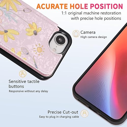 Miniatura 38 de UEEBAI Funda tipo cartera para iPhone 15 Pro Max con tarjetero, cubierta de cuero PU con soporte, bloqueo RFID, doble cierre magnético, relieve de