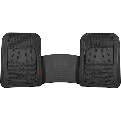 BDK Motor Trend WingRunner Heavy Duty Rubber Rear Floor Mat Liner, Trim-to-Fit Back Row Non-Slip All Weather Interior Protection Universal Fit Trucks Cars Sedans SUVs, Fits 2nd or 3rd Row - Black