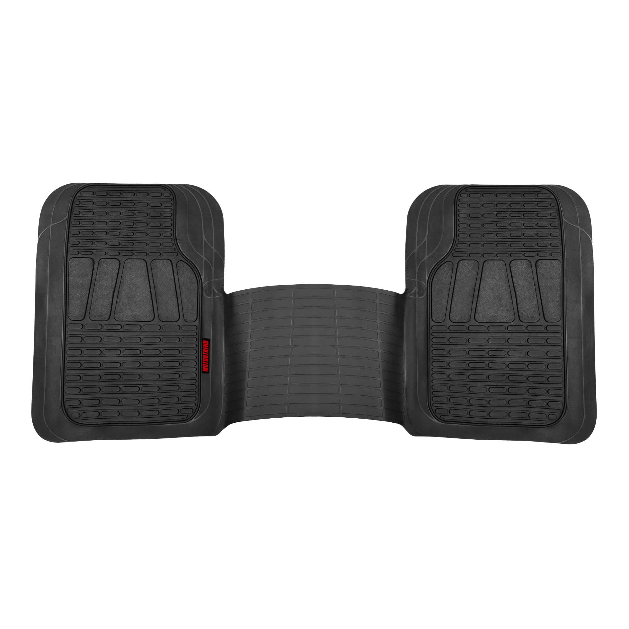 BDK Motor Trend WingRunner - Alfombrilla de goma resistente para suelo trasero, ajuste universal, antideslizante, para todo tipo de clima, para camionetas, autos, sedanes y SUV, color negro