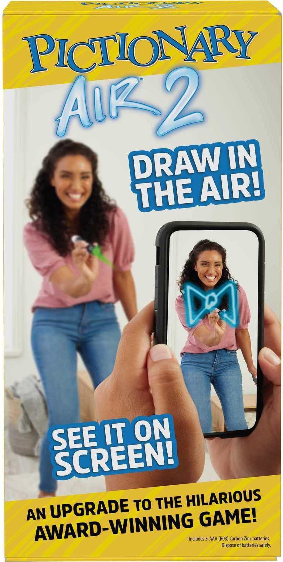 Mattel Games Pictionary Air 2 Family Game for Kids & Adults with Exclusive Black Color Light Pen & Digital Clue Packs