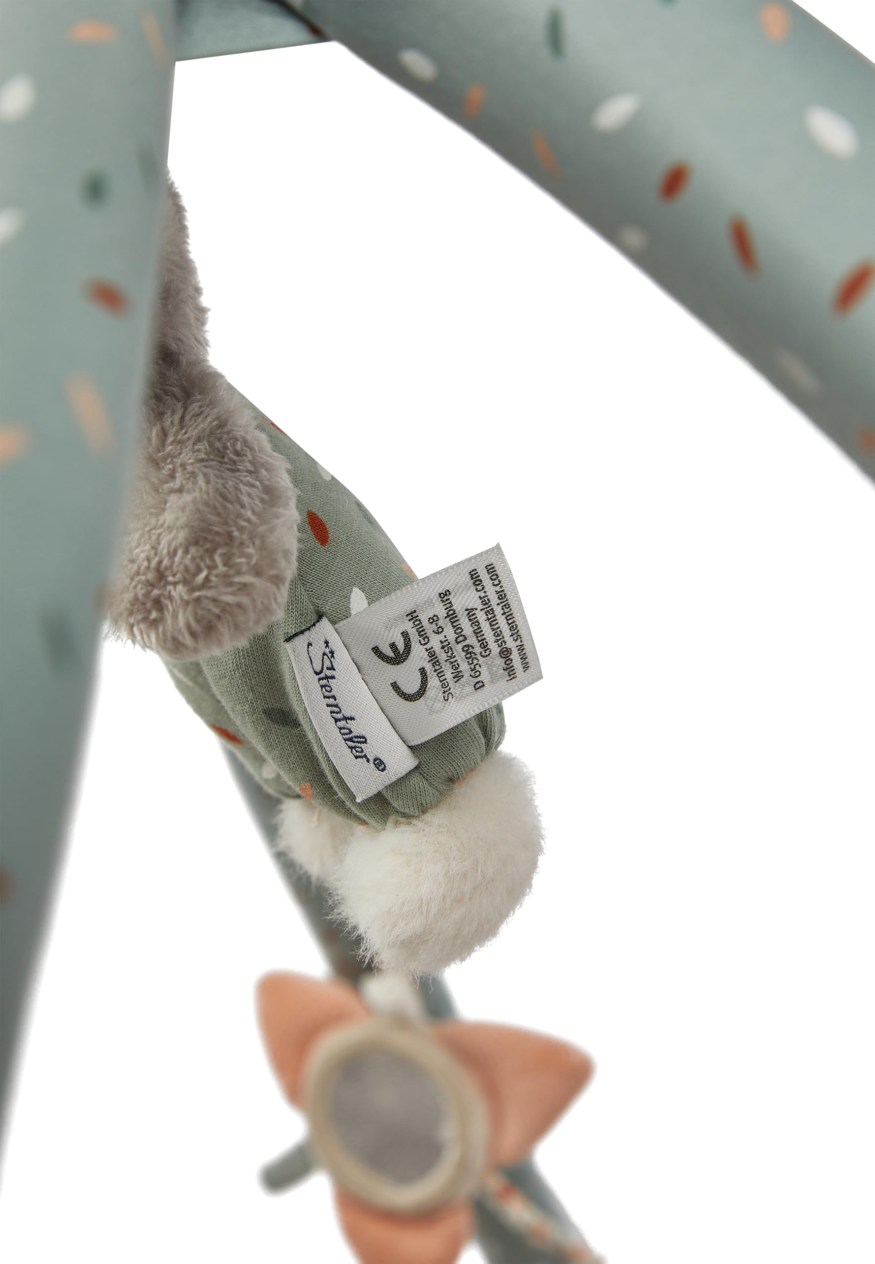 Sterntaler Spielbogen Katze Lilly - Spielbogen aus weichem Flausch und bedrucktem Baumwoll Mischgewebe - Baby Spieldecke mit Bogen und Spielfiguren zum Abnehmen - Baby Spielzeug, steingrün