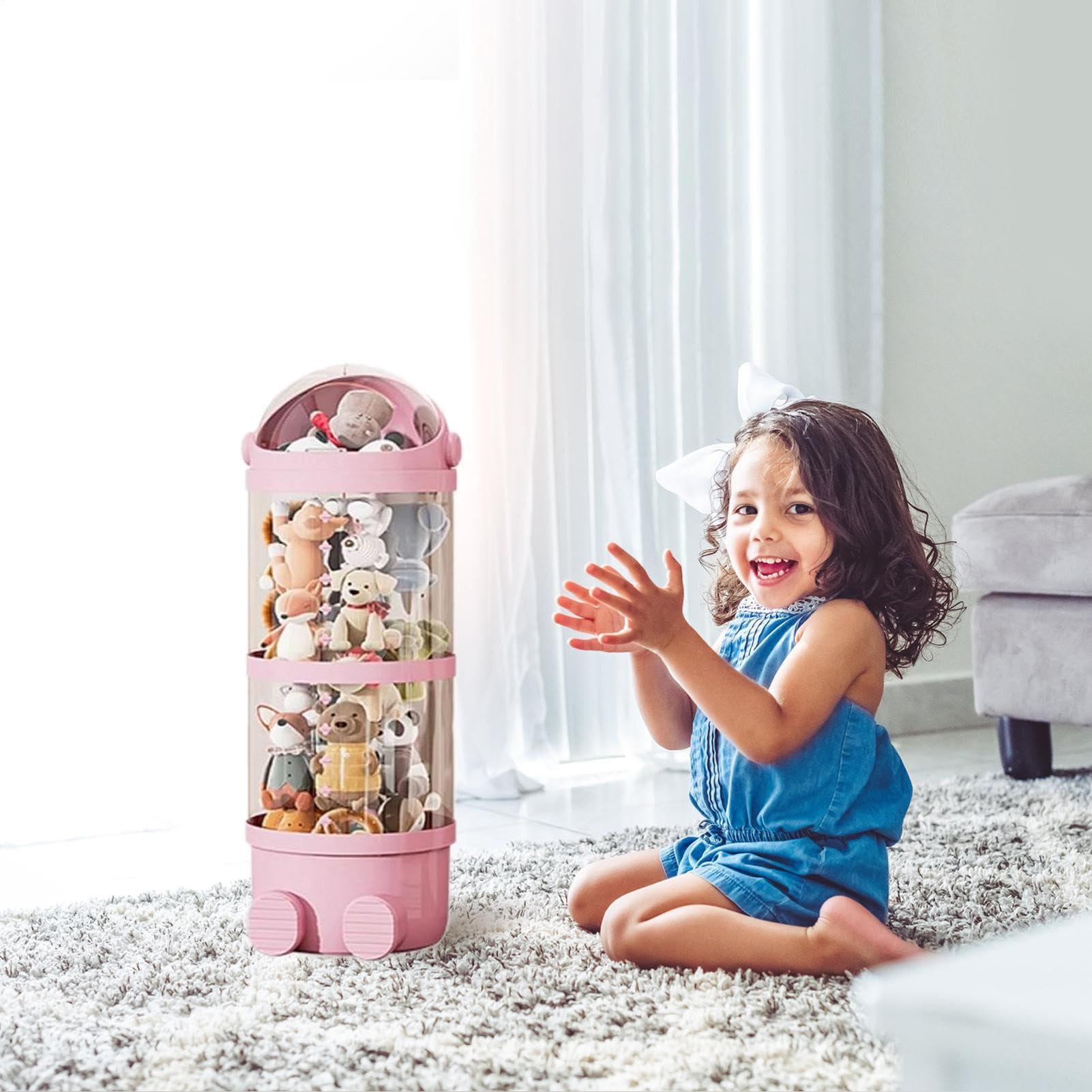 Tubo Organizer Porta Peluche Grande Tubo Contenitore Trasparente