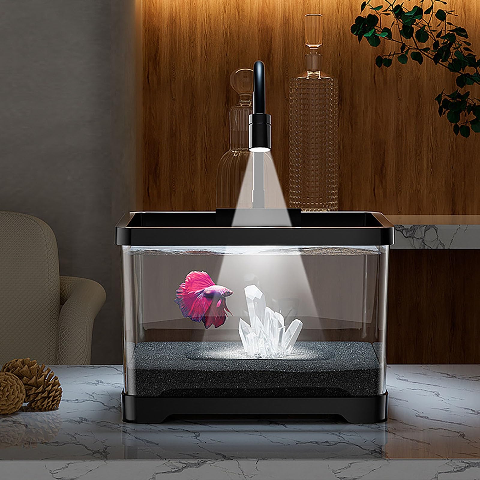 Aquarium Komplett Set, Aquarium Starter Kits Fischtank Tropenfischaquarium,Desktop-Mini-Aquarium
