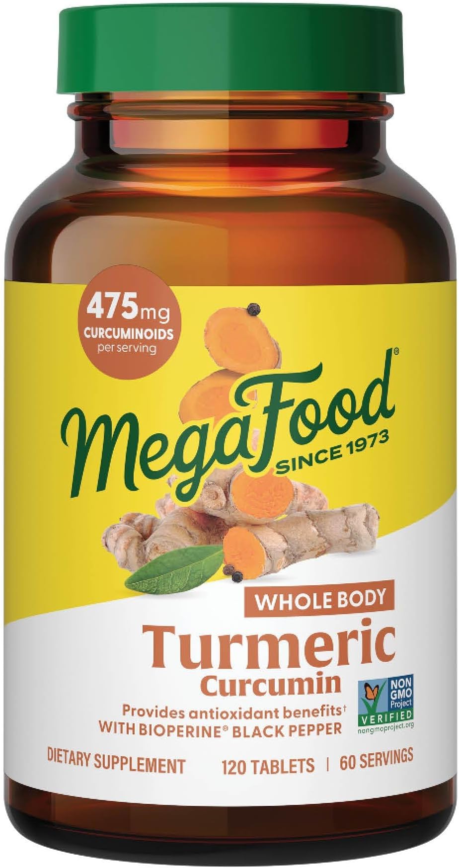 Whole Body Turmeric Curcumin Supplement - Turmeric Supplement With Black Pepper & Vitamin C - 475 mg Curcuminoids Per Serving - Antioxidant & Immune Support - Vegan - 120 Tablets, 60 Servings