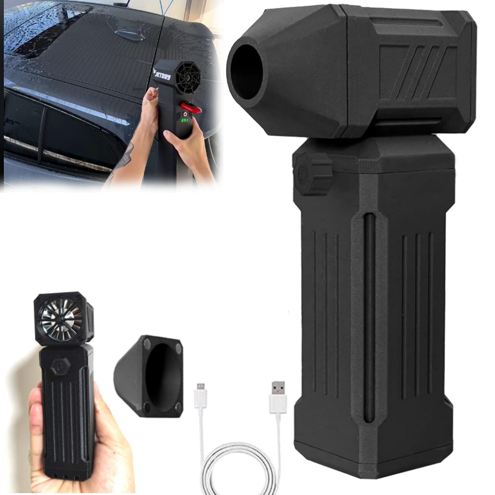 Jet Dry Mini Blower, 150000 RPM Mini Jet Blower to Dry Cars, Mini Turbo Jet Fan Dry Car, Cordless Electronic Turbo Powered Mini Jet Fan Blower for Cleaning, Camping, Car Industrial Style (1Pcs)