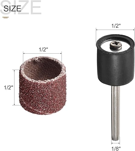 Miniatura 4 de uxcell Juego de 100 piezas de papel de lija de 12 pulgada, grano 80 con 2 mandriles de tambor de 18 pulgadas para herramientas rotativas