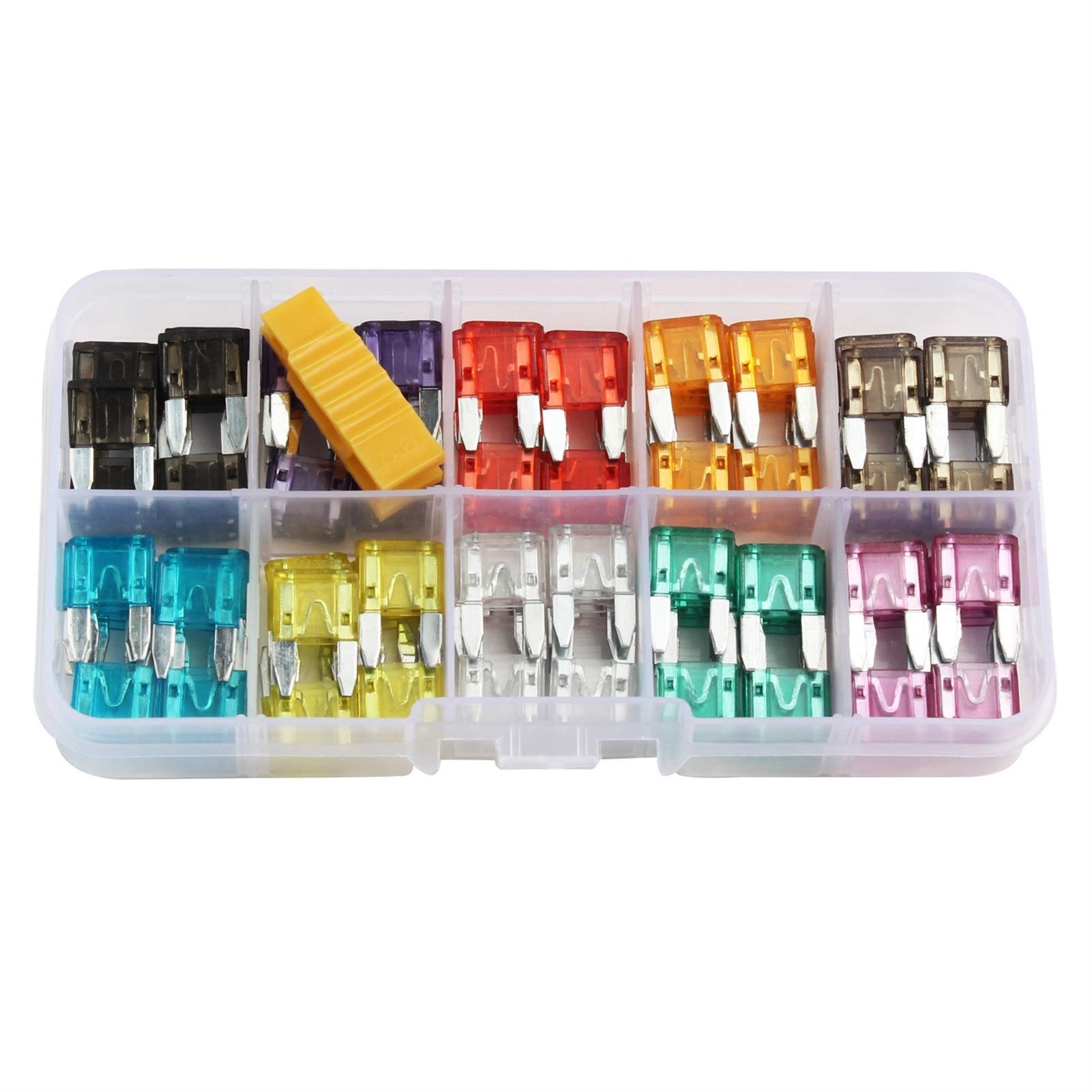 Fusibles 120PCS Fuse Car Kit Surtido, Auto Car Truck Standard Blade Fusible Surtido 2A 3A 5A 7.5A 10A 15A 20A 25A 30A 35A Fusible automotriz