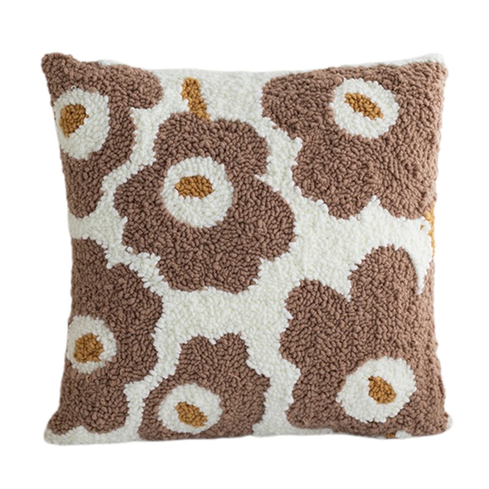 スミレ　花柄刺繍クッション　ニードルポイントクッション フランスアンティーク 丸型 ニードル刺繍のクッション 花柄 直径42.5