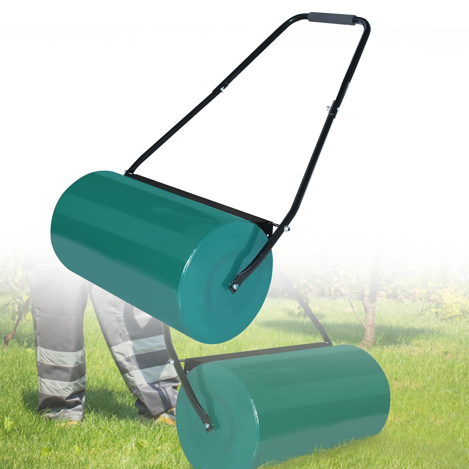 Rasenwalze 46L 57cm Gartenwalze Walze Handwalze Bodenwalze Gärtnerwalze Grün eBa