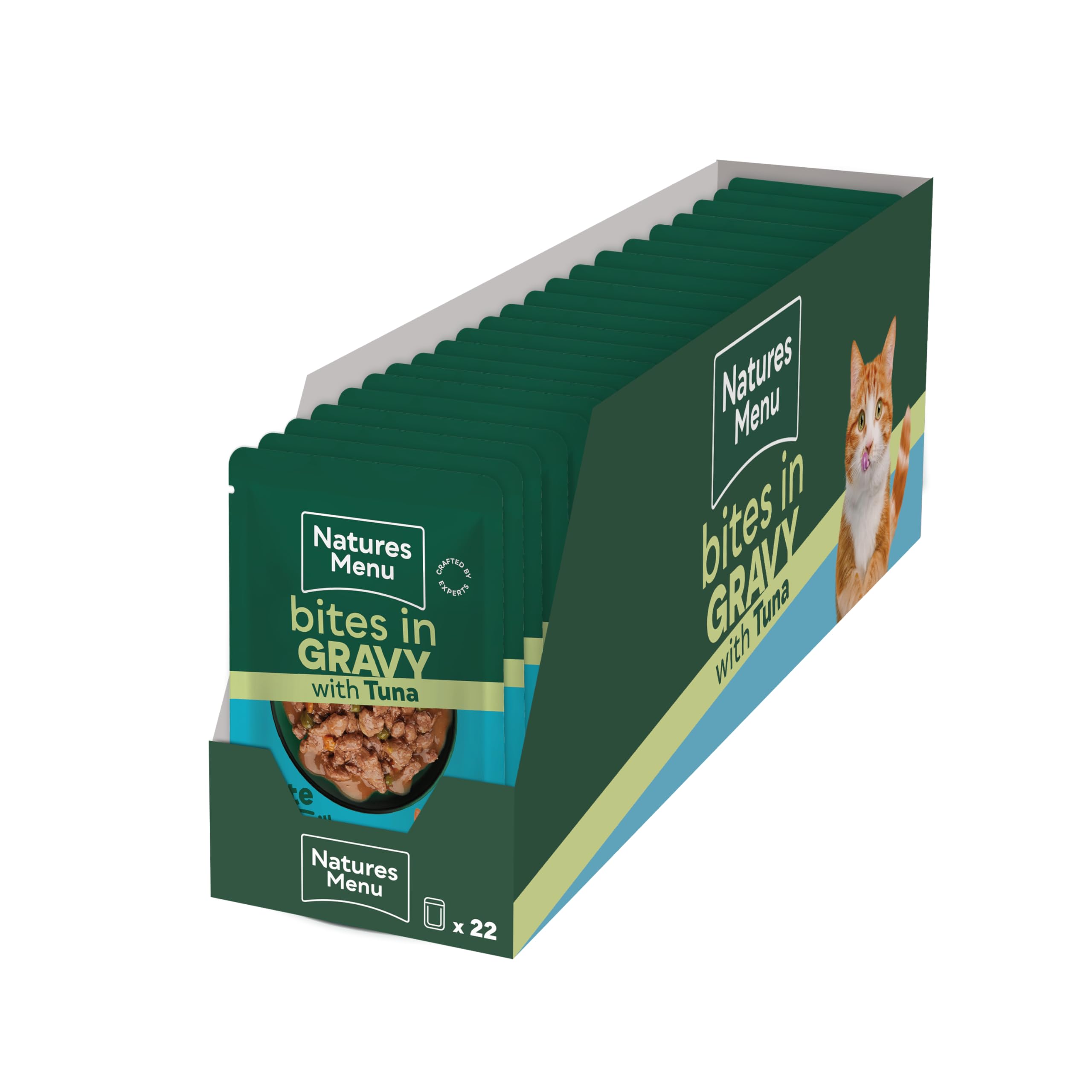 Natures Menu Bites in Gravy Wet Cat Food in Pouches with Tuna 22 x 85g