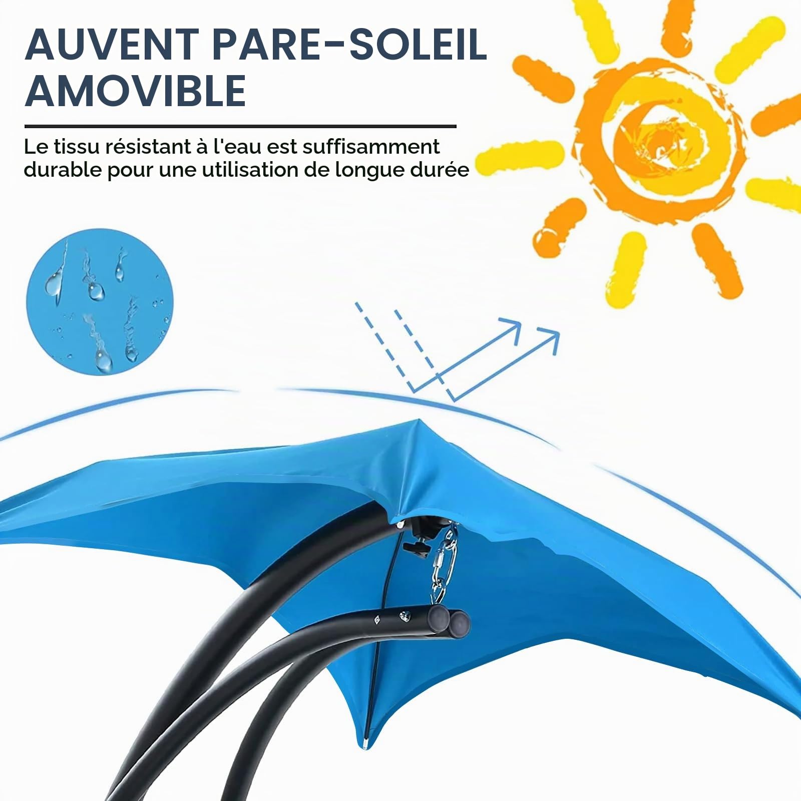 Hamac de rechange imperméable en tissu polyester de qualité supérieure - Parasol de rechange pour chaise longue suspendue - Protection UV
