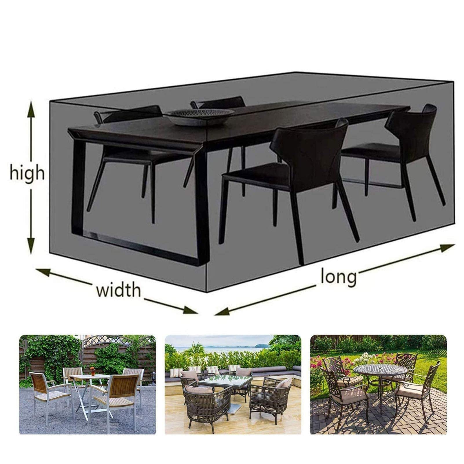 Housse de protection pour meubles d'extérieur en tissu Oxford 420D imperméable très résistante au vent et aux UV pour meubles de jardin en rotin rectangulaire, noir, 235 x 195 x 73 cm