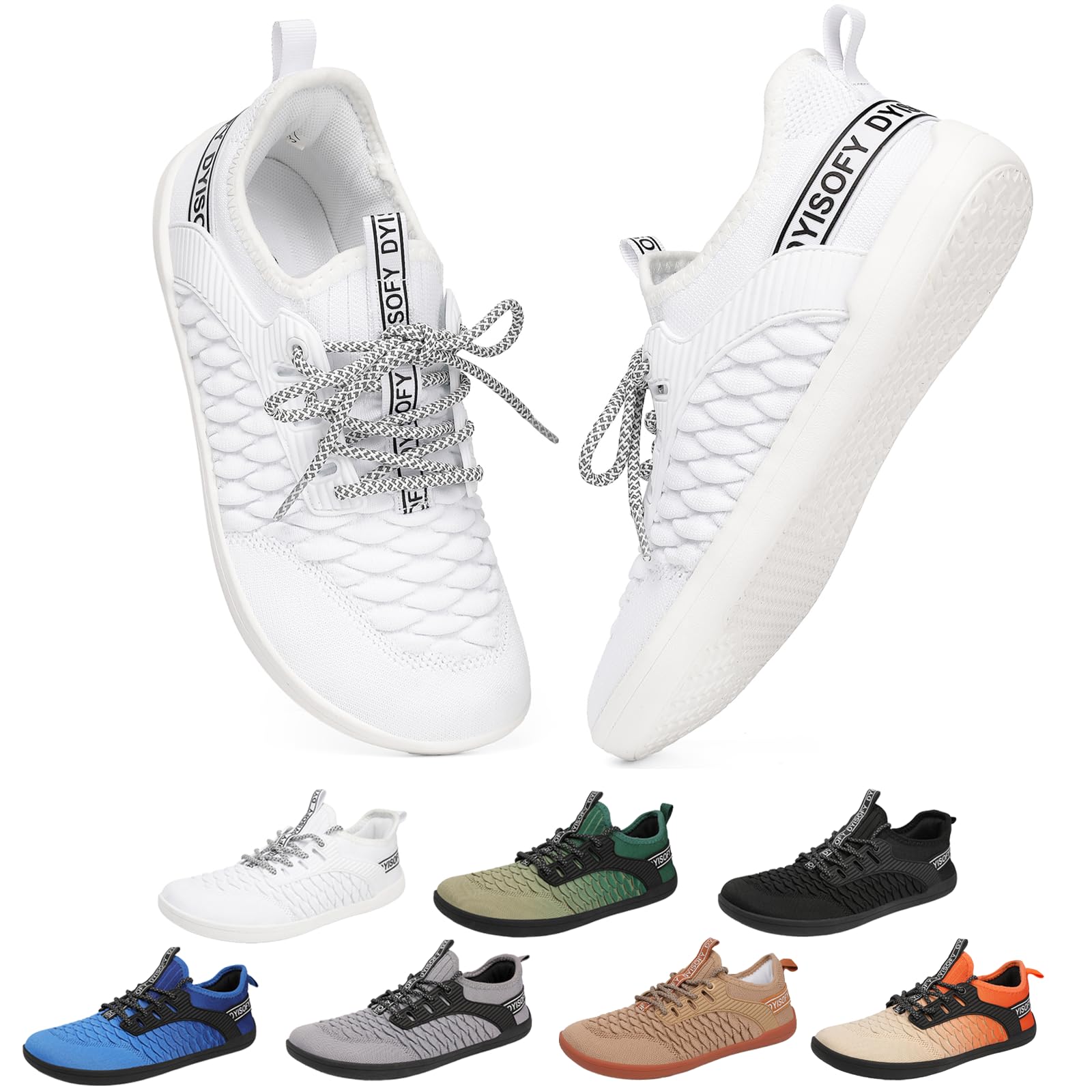 DYISOFY Barfußschuhe Damen Herren Frühling-Sommer Traillaufschuhe Fitnessschuhe rutschfest Zero-Drop Leicht Atmungsaktiv Breiter Zehenbox