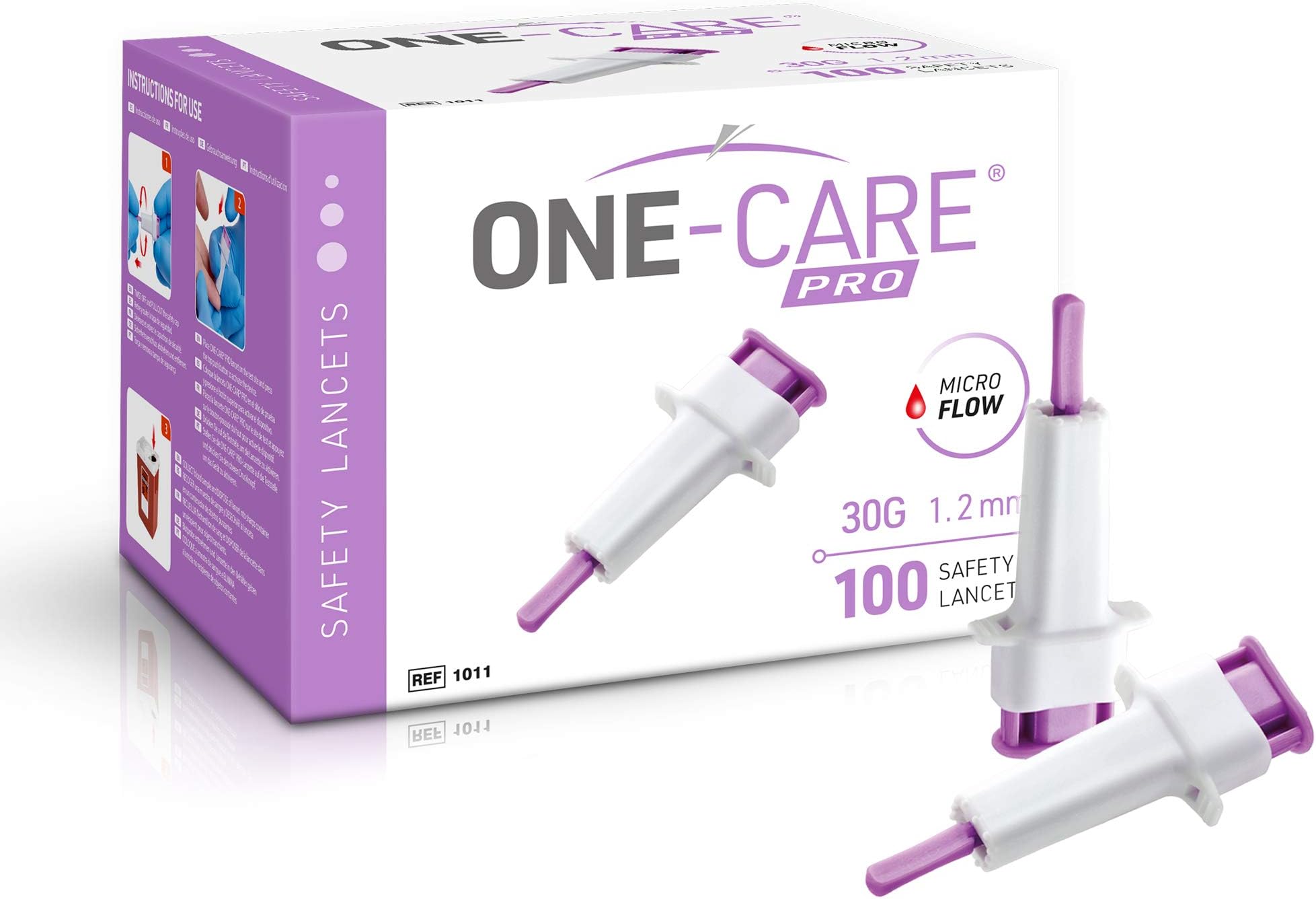 PRO Safety Lancets, 30G, Push-Button Activated, Sterile, 100 Count