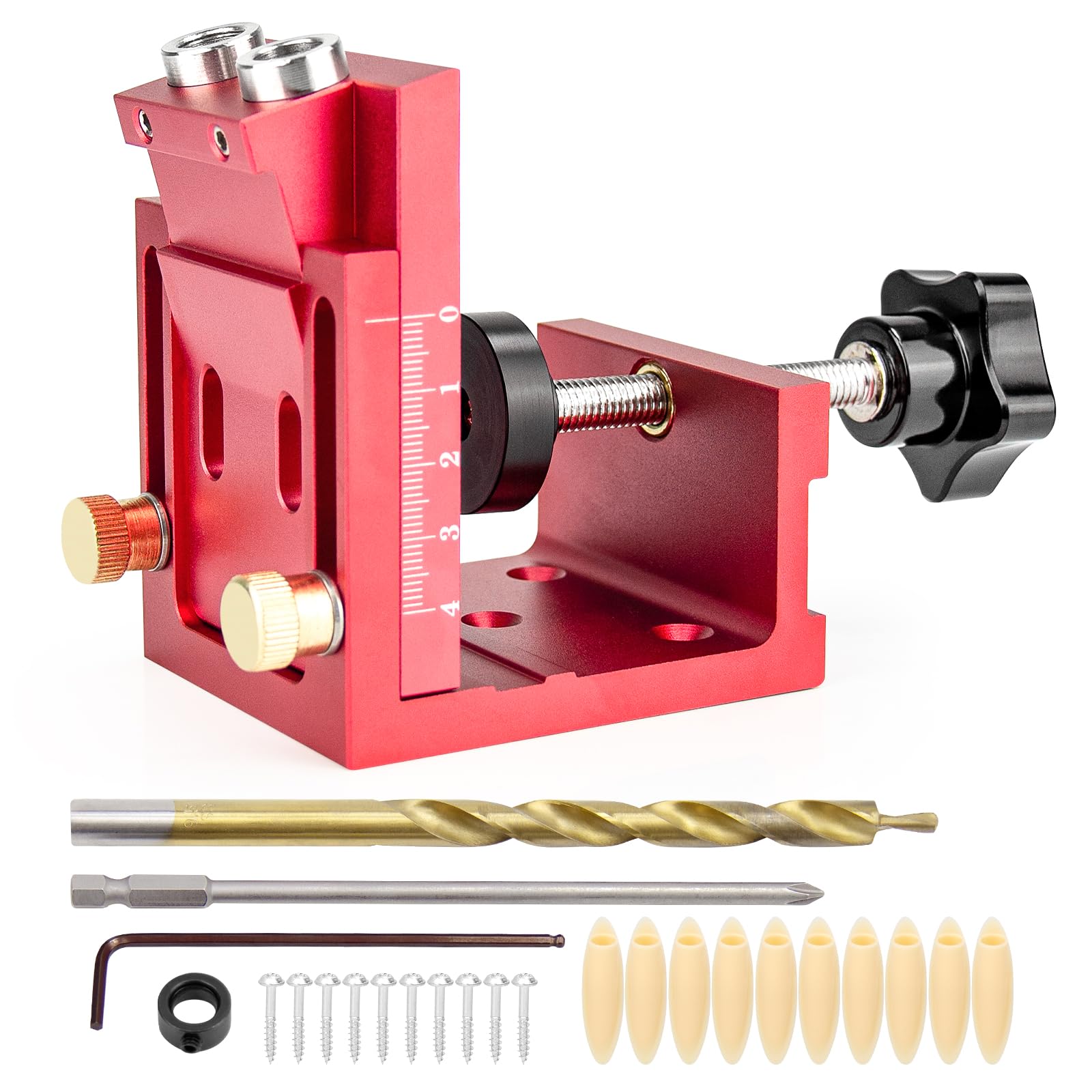 Pocket Hole Screw Jig Kit, Metal Pocket Screw Jig 15 Degree Drilling Locator