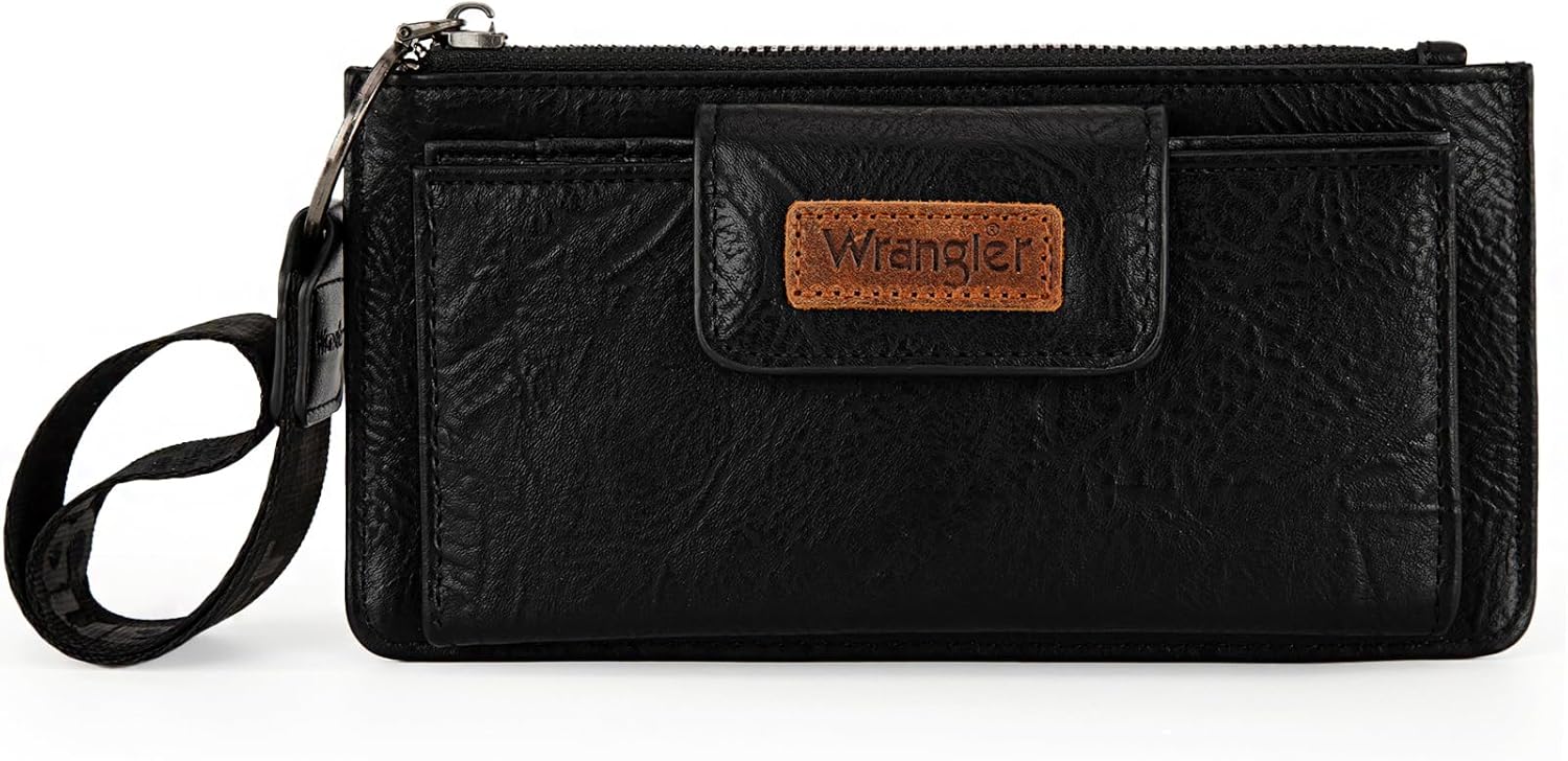 Montana West X Wrangler Black Minimalist Wallet for Women Ladies Female Card Cases & Money Organizers Wristlet with Wallet Large Clutch with Coin Purse Smooth Zipper and Rfid Lining WG179-W013BK - Image 6