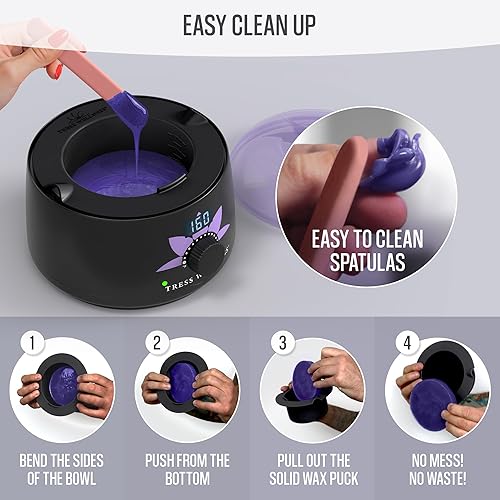 Miniatura 19 de Tress Wellness Calentador de cera de silicona – Cuencos calentadores de cera de silicona fáciles de limpiar con 2 espátulas de silicona compatibles