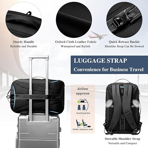 Miniatura 4 de UBORSE Smart Business Backpack 15.6 inch Laptop Backpack 3 in 1 Slim Travel Backpack for Airplanes with Detachable Crossbody Bag & Cell Phone Bag