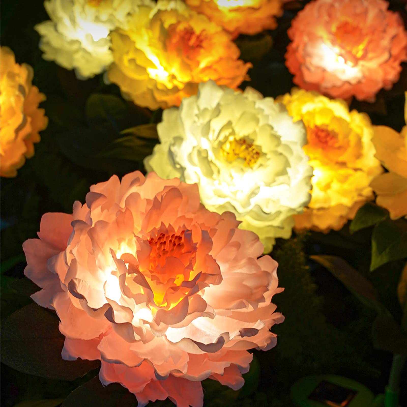 BomKra Solar Lights Outdoor Garden, 2 Pack Solar Flower Lights Larger & More Realistic Peony Lights Outdoor IP65 Waterproof Landscape Decorative Solar Stake Lamp for Yard Pathway Lawn Patio (Pink)