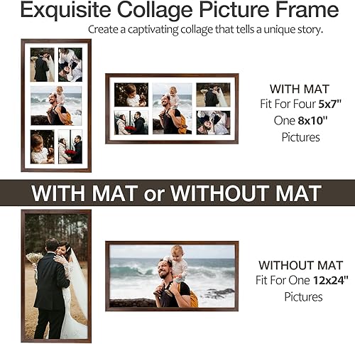 Vista 20 de Golden State Art, Juego de 2 portarretratos de madera blanca de 12 x 17 pulgadas, paspartú blanco para fotos de 8 x 10 y 5 x 7 pulgadas, vidrio