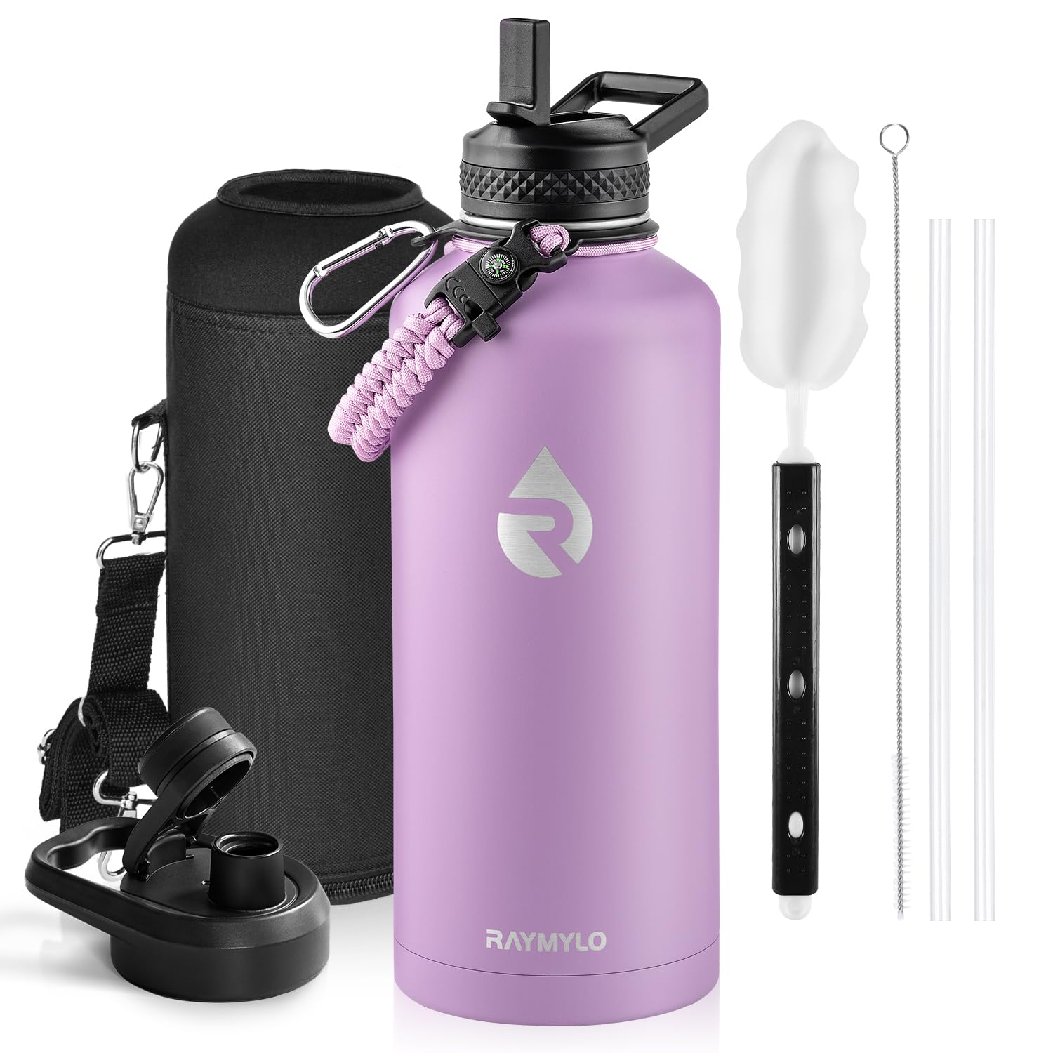 RAYMYLO Insulated Stainless Steel Water Bottle with Straw & Spout Lids, 2.5L Leak Proof Metal Water Flask Jug for Sports and Travel, BPA-Free, Keeps Cold for 48 Hrs, Hot for 24 Hrs โ image 1