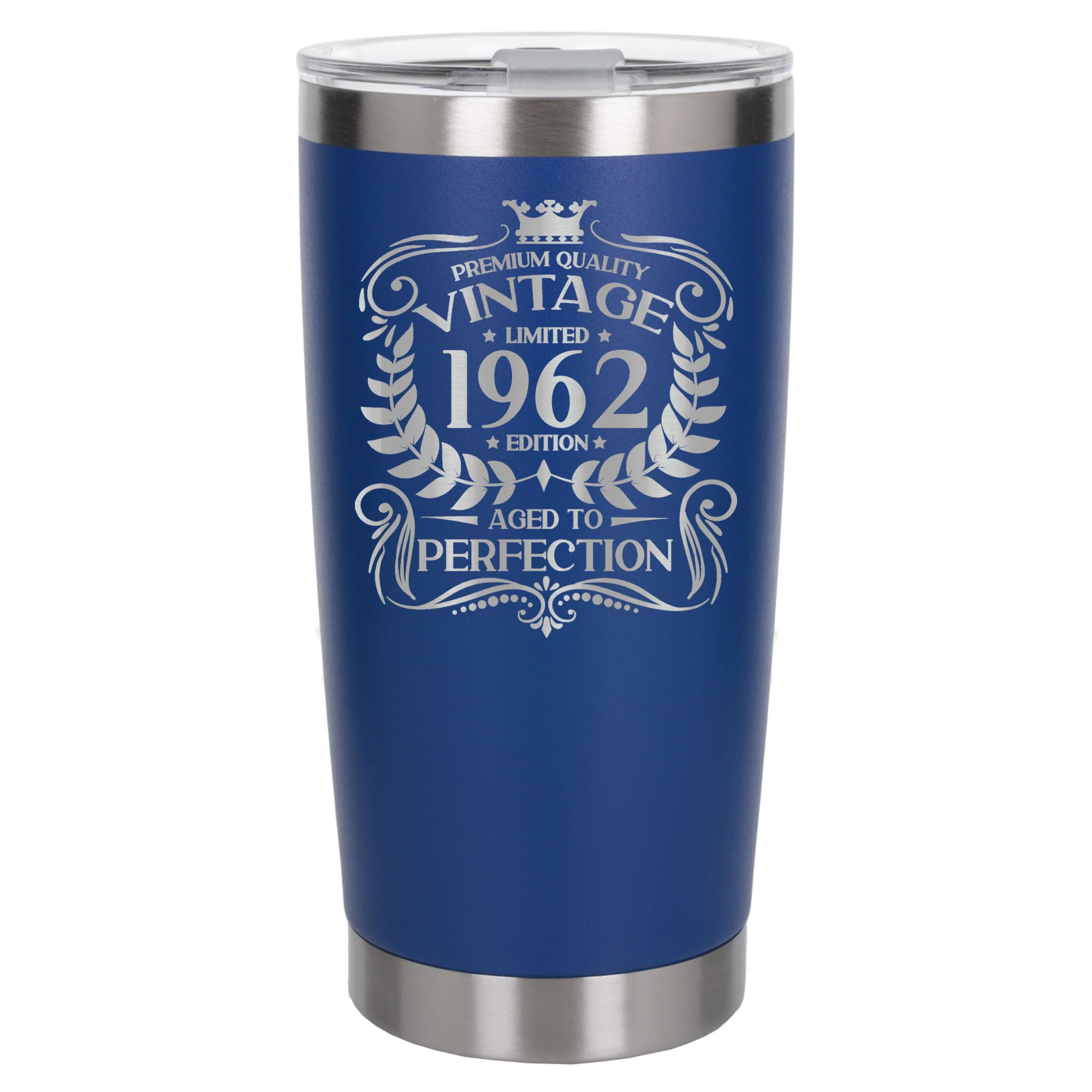 Always Looking Good 64th Birthday Gift Vintage 1962 Aged to Perfection Engraved Insulated Travel Mug Present for 64 Year Old Dark Blue Thermal Coffee Flask Travel Mugs with Lids