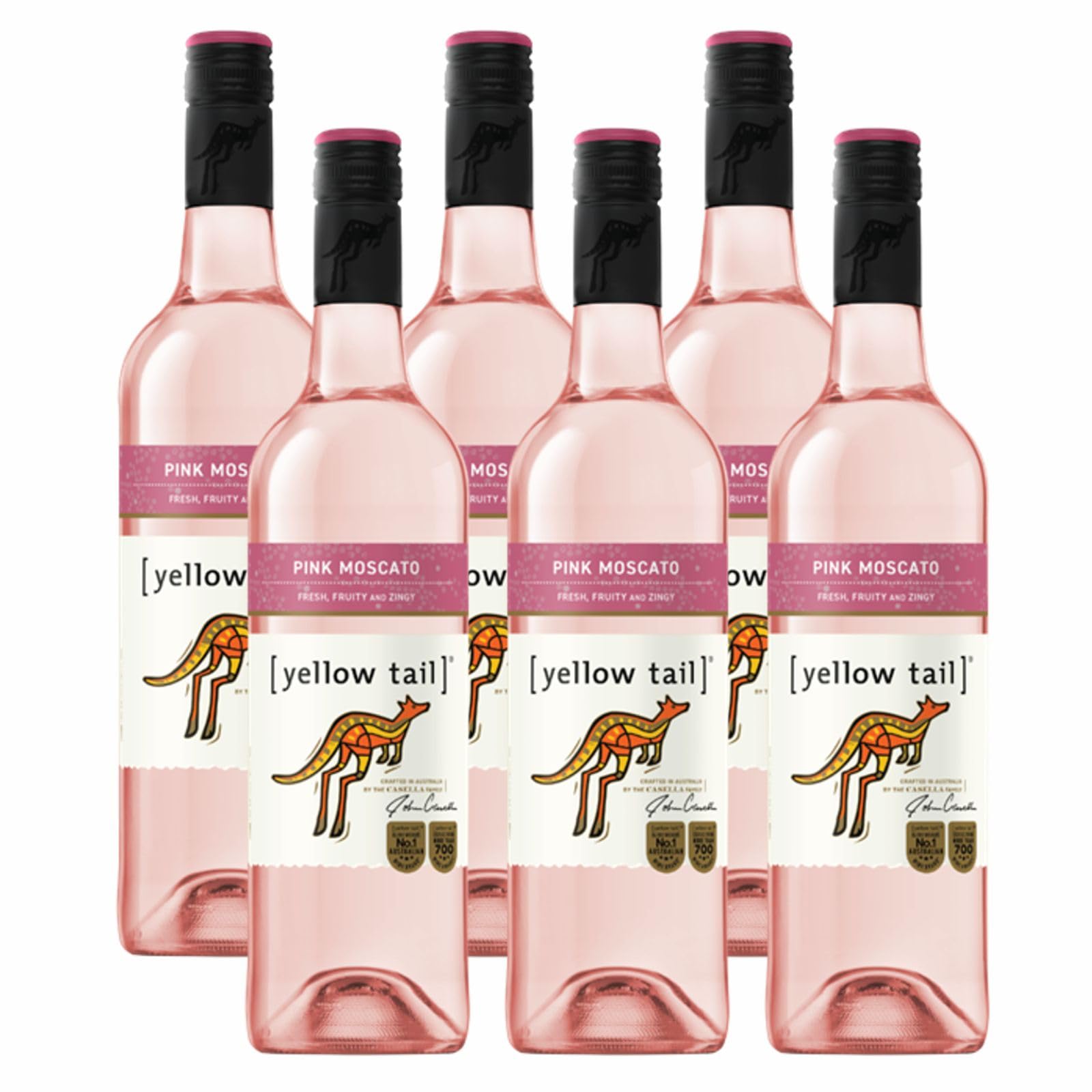 Yellow Tail Pink Moscato - Süßer Roséwein aus Australien mit 7,5% vol. Alkohol (6 x 0,75l)