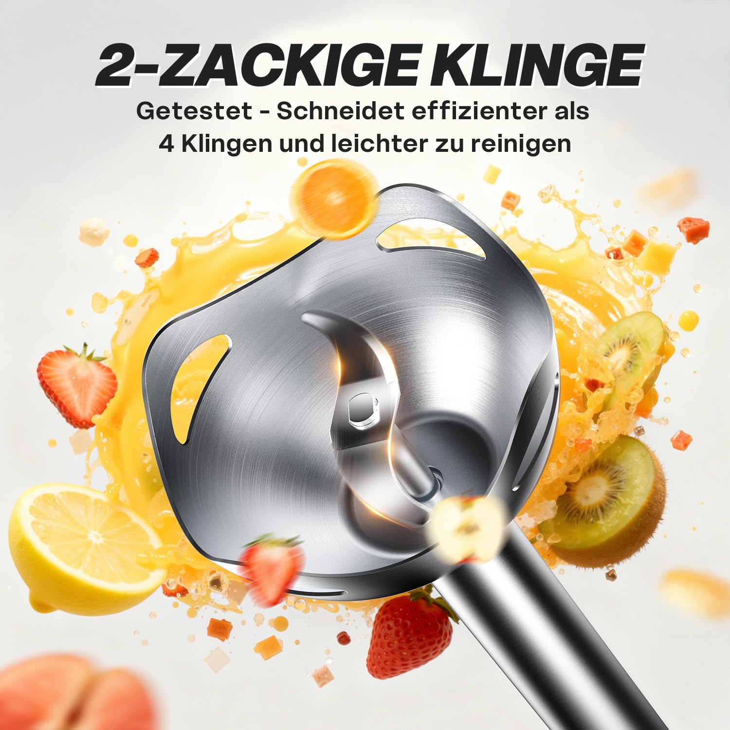 BESROY 1100W Stabmixer Edelstahl, Elektrischer Pürierstab & Hand Blender mit 2 Geschwindigkeitsstufen + Turbo, Kupfermotor, Spülmaschinenfest, für Babynahrung, Smoothies & Suppen, BPA-frei, Weiß