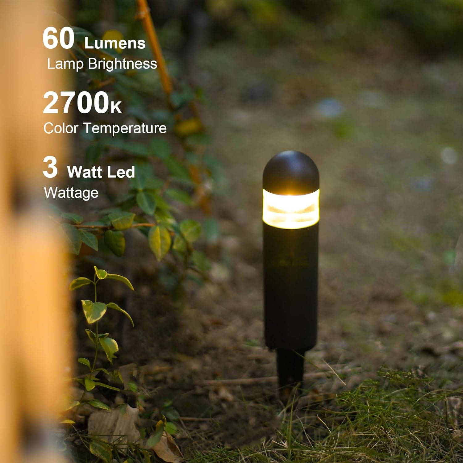 GOODSMANN Landscape Lighting 8PK Low Voltage Landscape Lighting 3W 60 Lumen LED Landscape Bollard Path Lights Outdoor 2700K Warm White Black with Cable Connectors Replaceable LED Bulbs